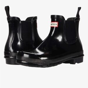 Hunter Original Chelsea Gloss Black Rain Boots - 7